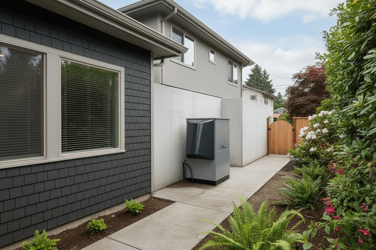 A completed geothermal heat pump installation job at a house
